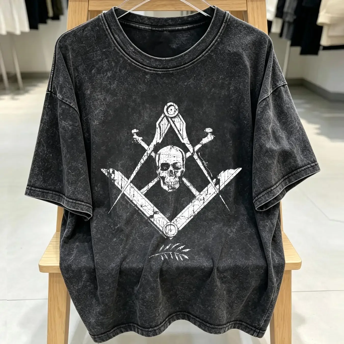 washed T Shirt NEW LIMITED Mens Memento Mori Freemason Skull and Bones Masonic vintage Washed Comfortable Slightly Soft