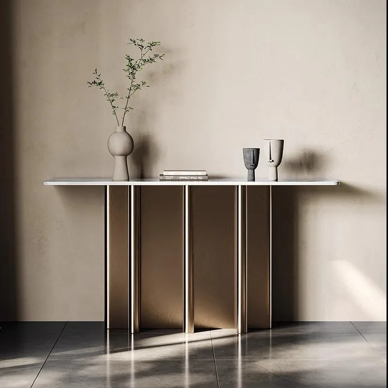 Light luxury rock slab creative entrance table Entry door corridor entrance table Simple modern living room decoration end view
