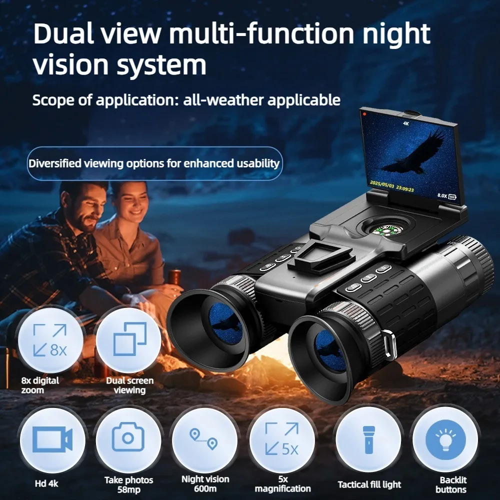 Head mounted night vision device, outdoor 4K infrared digital night vision device, OLED high-definition round screen