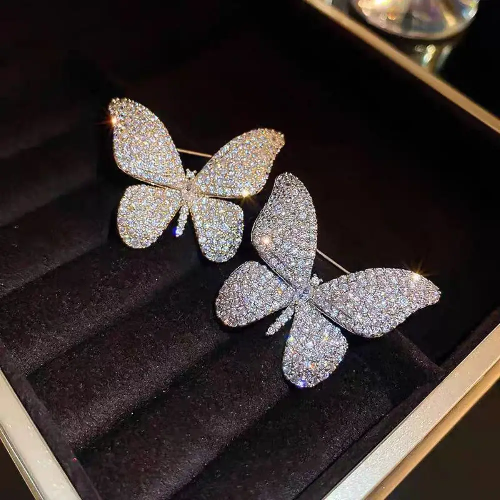 Full Rhinestone Rhinestone Butterfly Brooch Badge Alloy Suit Collar Pin Jewelry Accessories Korean Style Rhinestone Brooch Women