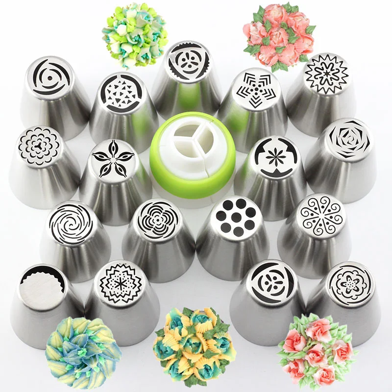 5/8/13Pcs Russian Cupcake Stainless Steel Tulip Rose Flower Icing Piping Pastry Tips Cake Decorating Tools Nozzles Coupler Cream