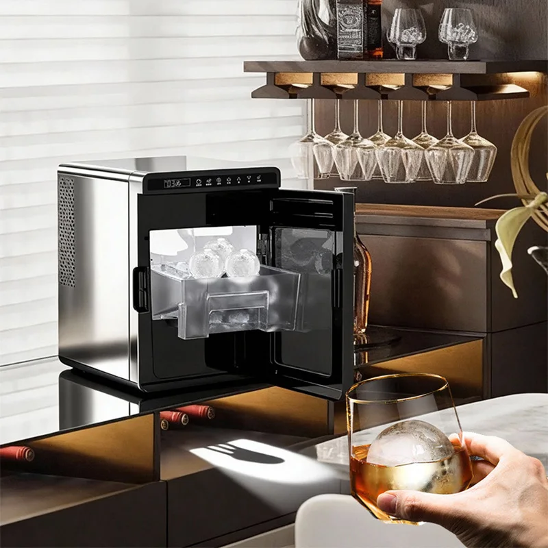 #Home-Use Spherical Ice Maker, Whiskey-Specific Ice Maker, 10KG/24H, Makes 2 Cubes Per Cycle, Timer Function 220V