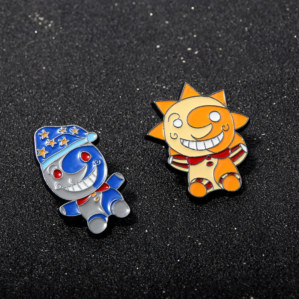 Juego Garry'sMod broche Pins lindo Sundrop FNAF Moon Metal insignias broches Pin de solapa joyería Cosplay regalo accesorios para fanáticos