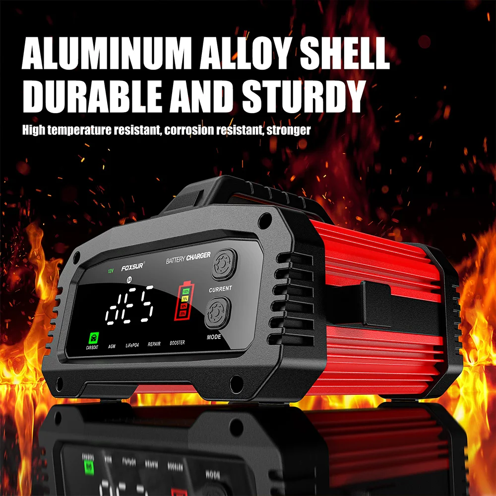 12V 24V FOXSUR FPT-250 Auto Batterie Ladegerät Für Auto Motorrad Lkw High-Power Booster Puls Reparatur für Blei-Säure AGM LiFePo4 – Detail 10