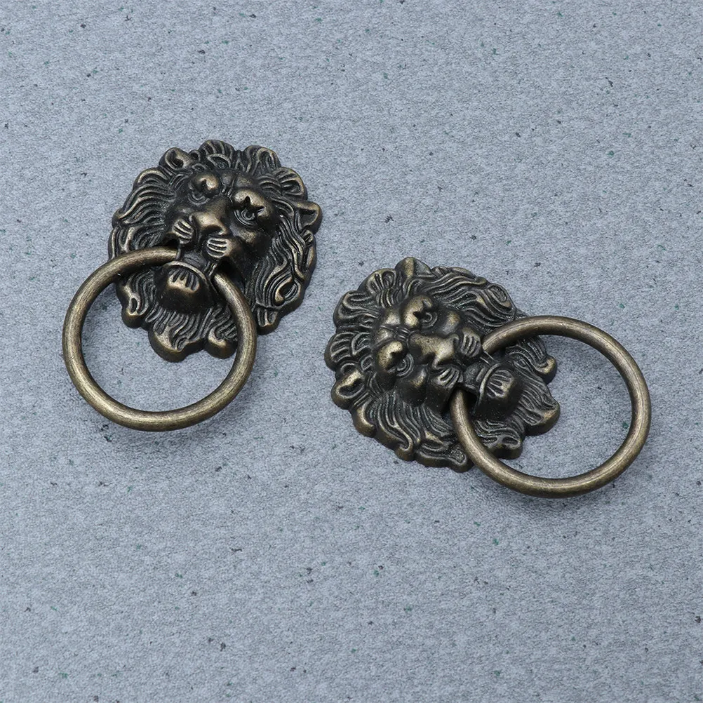 2Sets Premium Zinc Alloy Lion Head Pull Handles Drawer Cabinet Knobs for Kitchen Cupboard Door Dresser Cabinet Modern Stylish