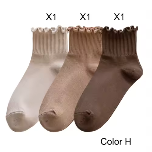 3 Pairs/Lot Cute Socks For Women New Japanese Style Breathable Girls Short Socks Kawaii Solid Socks Frilly Ruffle Socks Casual - Image 23