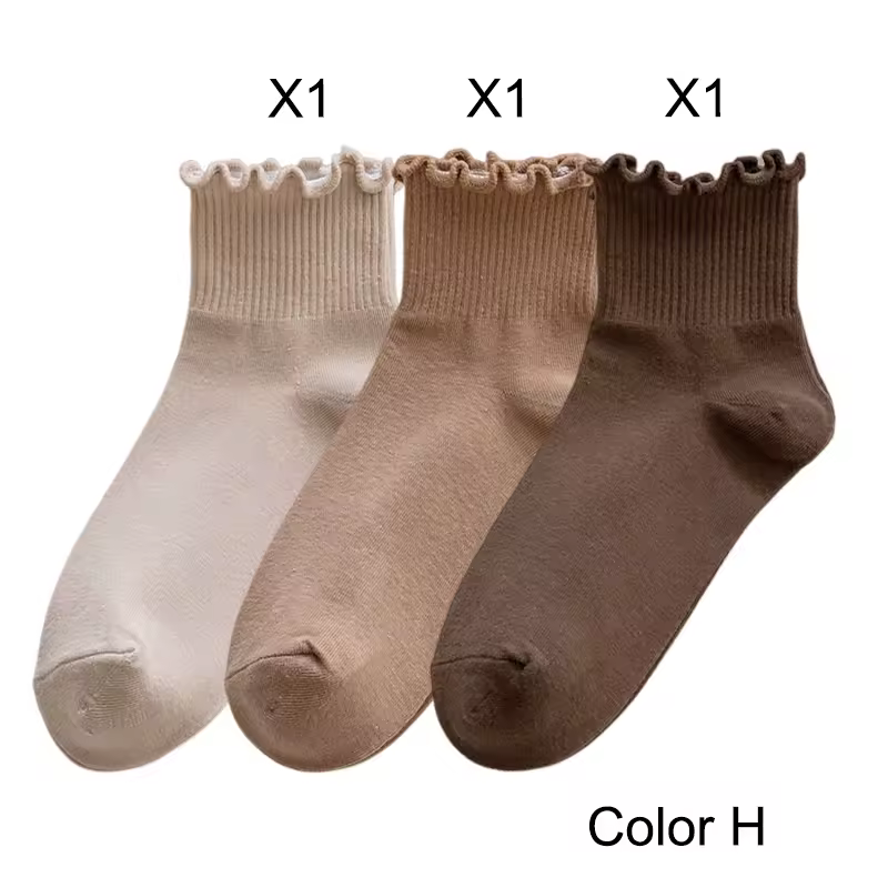 3 Pairs/Lot Cute Socks For Women New Japanese Style Breathable Girls Short Socks Kawaii Solid Socks Frilly Ruffle Socks Casual - Image 23