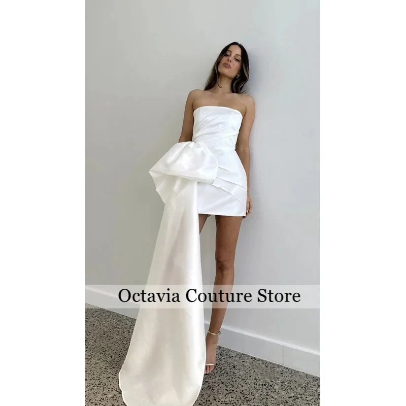 Sheath Women Mini Prom Party Dresses Strapless Pleat Formal Wedding Dress For Bridesmaid Cocktail Gowns Customized
