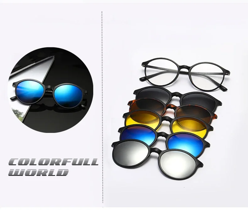 Magnet Clip Sonnenbrillen Und Brillen Set Myopie-0,5 Zu-10 Männer Frauen Mode Runde Rahmen Kurzsichtig Brille f232 – Detail 8