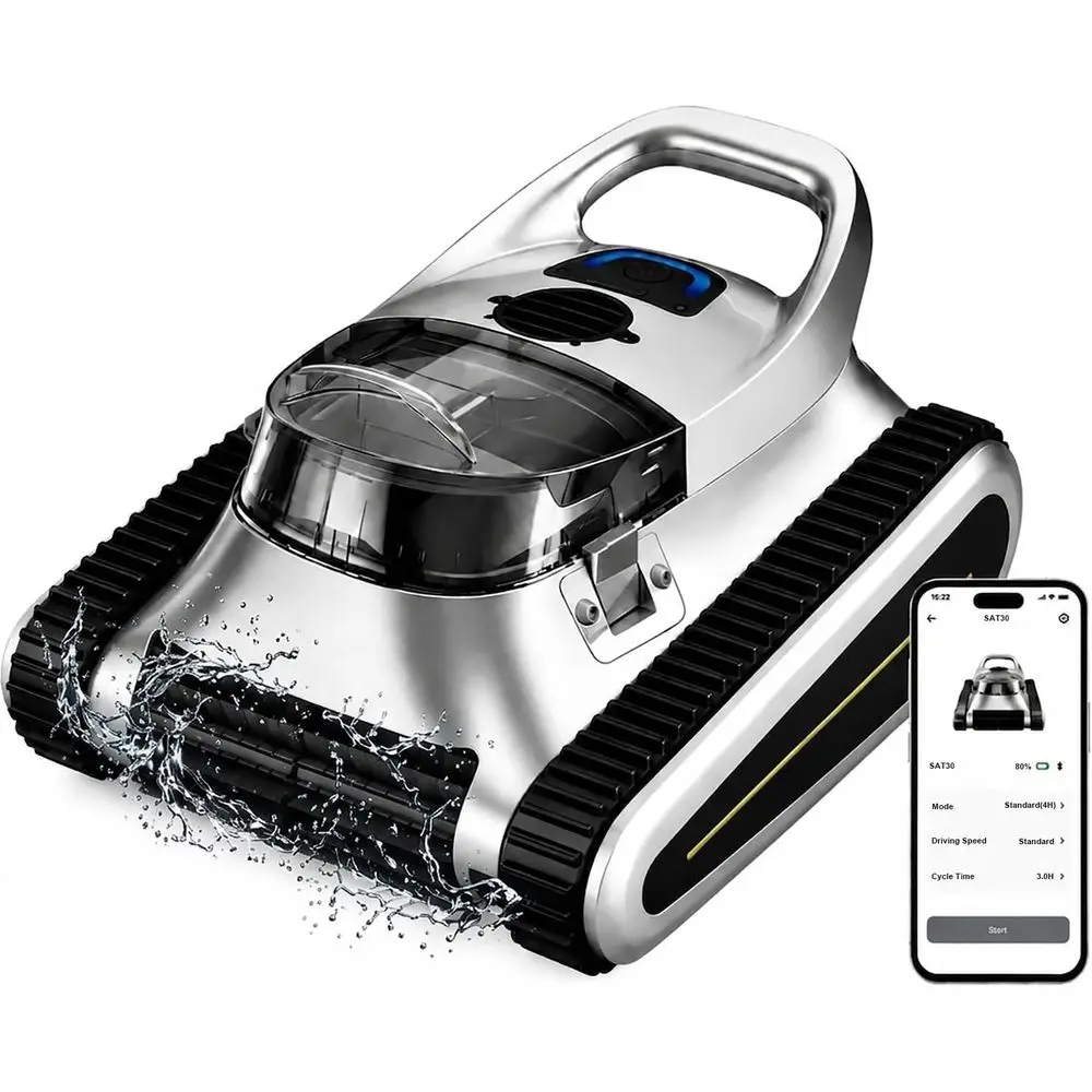 

Intelligent Robotic Pool Vacuum for Inground and Above Ground Pools: Cleans Floor, Walls, and Waterline with Smart Navigation an