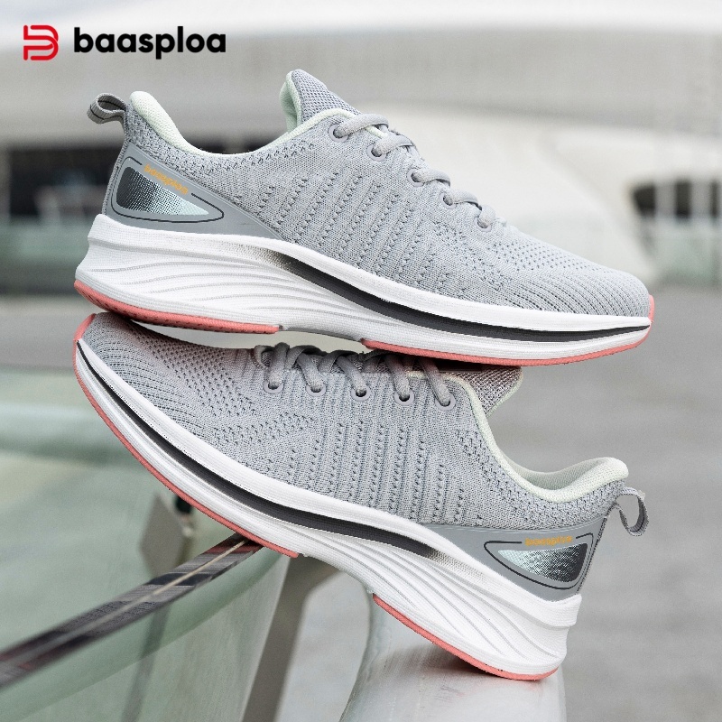  Baasploa Women Sport Shoes Comfort Lightweight Running Shoes for Women Mesh Breathable Casual Sneakers White Walking Sneakers 