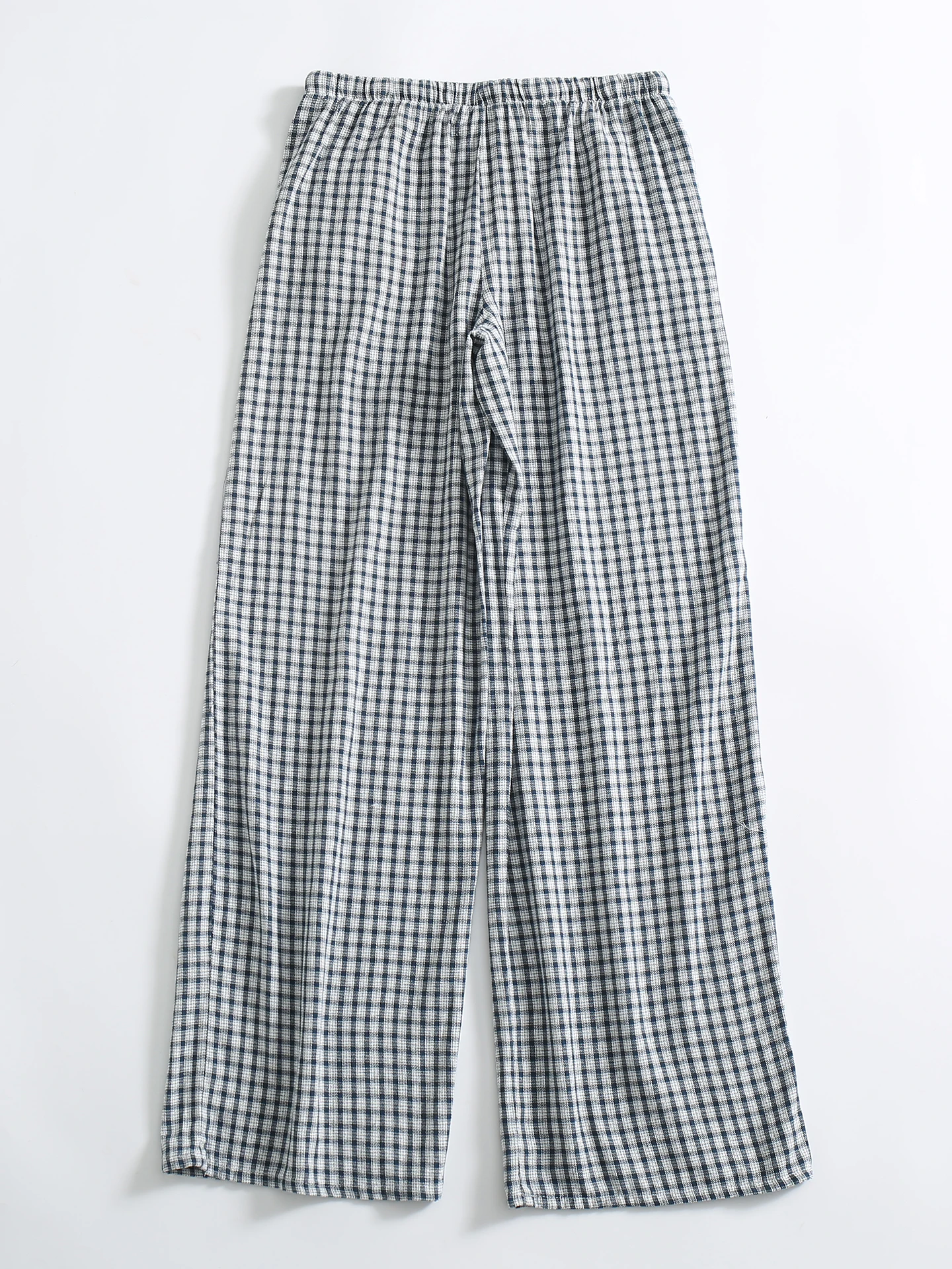 กางเกงลำลองผ้าฝ้ายแท้ทรงหลวมสำหรับผู้หญิงเอวยางยืดลายสก๊อตเอเจล สเลกางเกงสุภาพสตรีที่สวมใส่สบาย