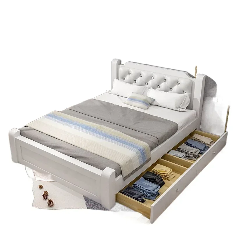Modern Solid Wood Bed Non-Slip Feet Reliable Performance Space Saving Easy Assembly High Quality Durable Build Long Lasting