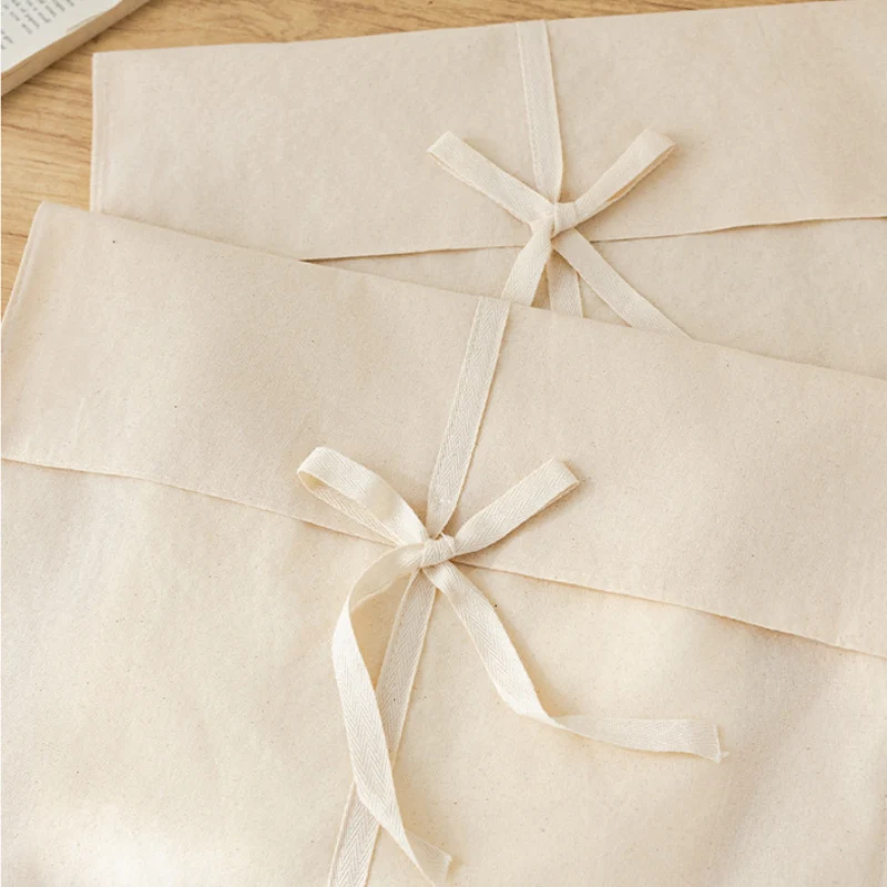 Eco-Friendly Natural Cotton Envelope With Ribbon for Scarf Trousers skirt Cloth Reusable and Recyclable Mushlin Gift Packaging