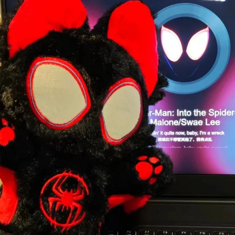 Miles Morales Spider Man Cat Plush Cute Doll Little Black Spider Toy Boy Dream Birthday Gift