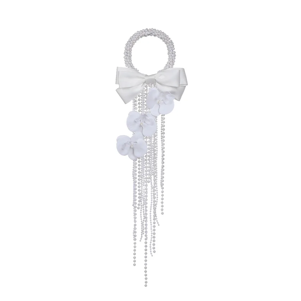 European style portable bouquet pearl handle wedding bouquet wedding photo studio shooting handheld pearl tassel decoration