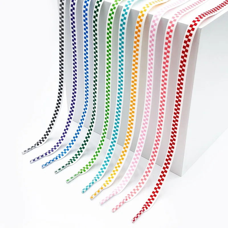 Sports Shoes Laces Flat Checkerboard Shoelaces for Sneakers Casual Canvas Basketball Tennis AF1 Classic Wave Shoelaces Women Men