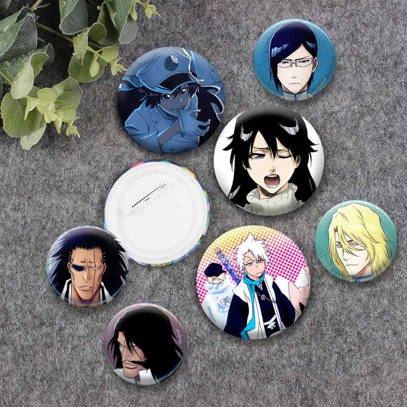 Personalized Anime Bleach Brooch Ichigo Kurosaki Rukia Enamel Pin Exquisite Cartoon Round Badge for Hat Bag Clothes Accessories