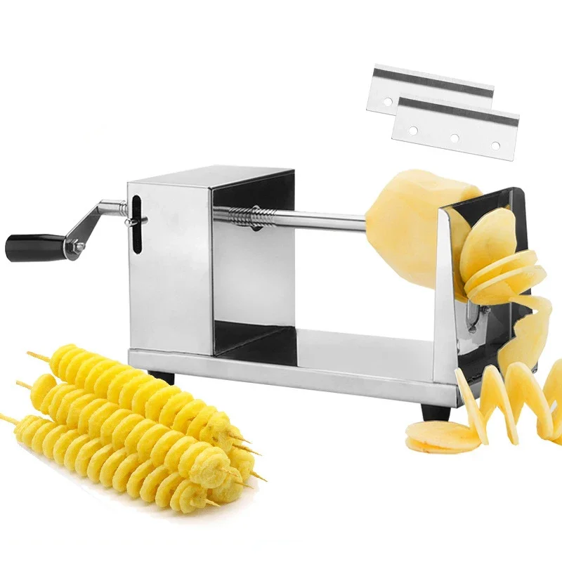 Tornado Spiral Potato Cutter Manual Stainless Steel Twisted Potato Curly Fry Cutter for Potatoes Carrots Cucumbers with Reusable