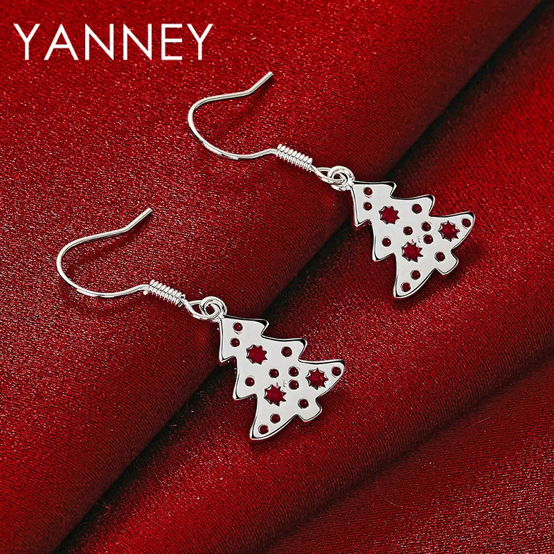 2024 New 925 Sterling Silver 28MM Fine Christmas Tree Earrings For Fashion Women Girlfriends Gifts Wedding JewelryAccessories