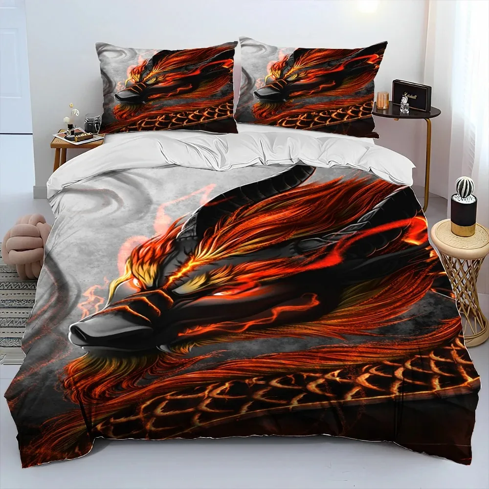 

Dragon Cartoon Comforter Bedding Set,Duvet Cover Bed Set Quilt Cover Pillowcase,King Queen Size Bedding Set for Adult Child Gift