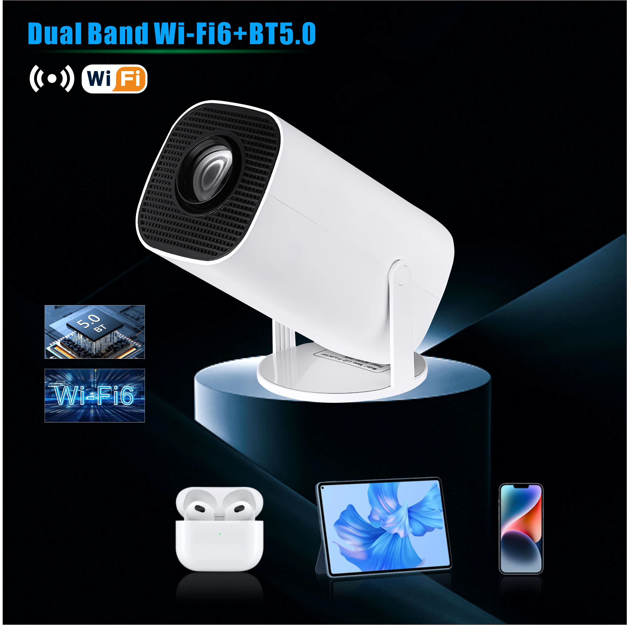 P30 Pro Smart Projector 4K Android WIFI6 Native1080P 1280*720P Auto Keystone Portable Outdoor Home Theater Beam Projector Screen