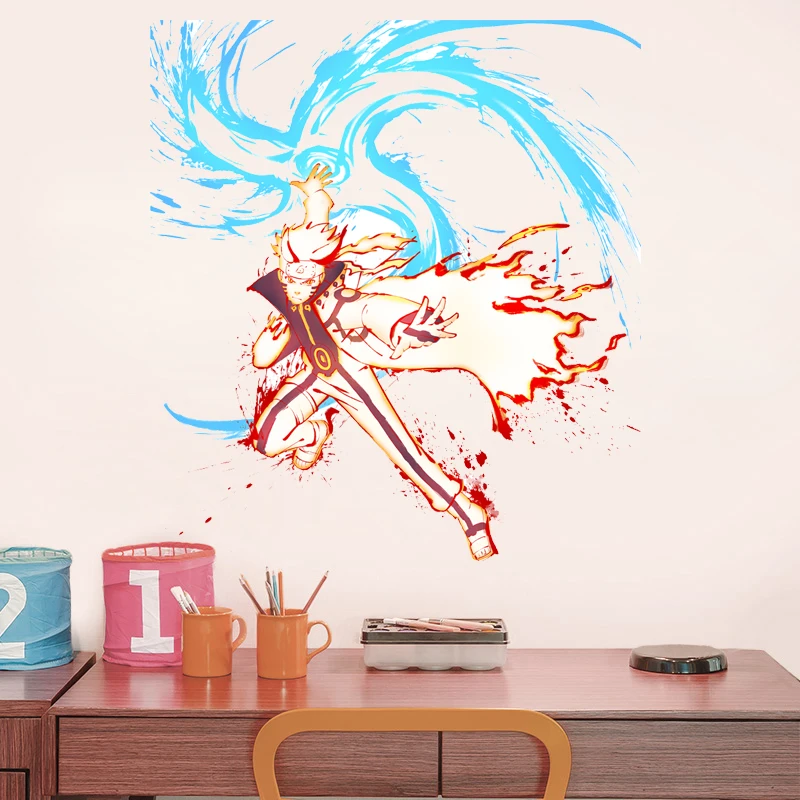 NARUTO Anime Wall Sticker Uzumaki Naruto Living Room Wall Decoration Painting Uchiha Sasuke Children\'s Room Sticker Toy Gift