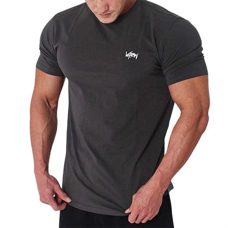 

Fitness Muscle Solid Color Loose T -shirt Fashion O -neck Pumping Training Exercise Cotton Comfortable Breathable New Men 2022