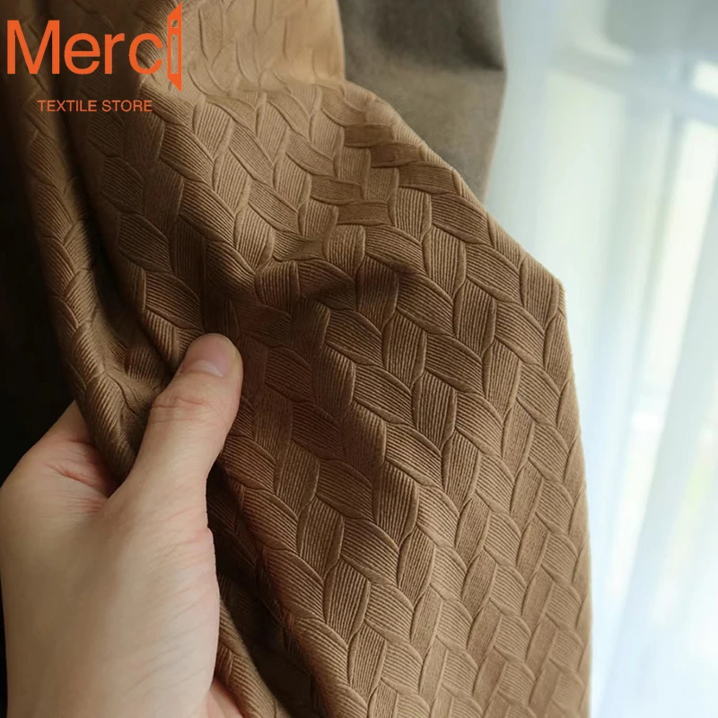 French Retro American Light Luxury Curtains for Living Dining Room Bedroom Blackout Caramel Milk Tea Dark Brown Velvet High-end