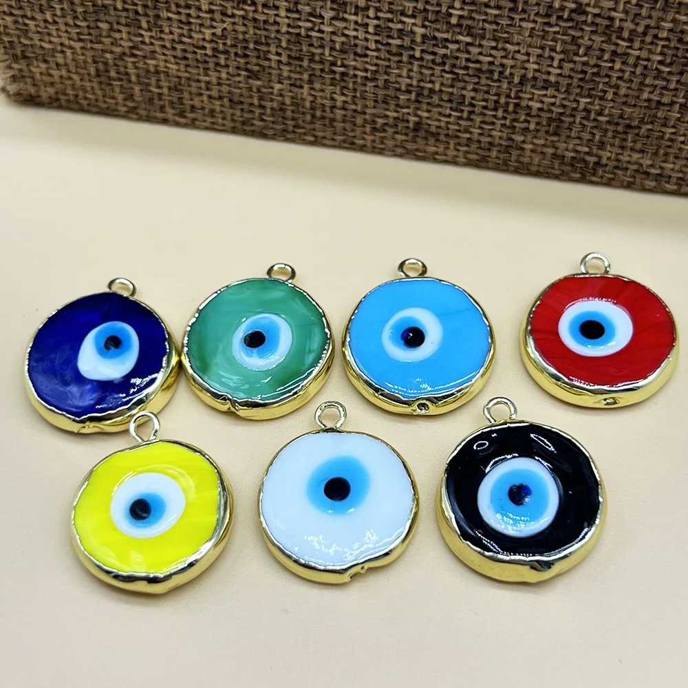 7pcs Bohemian Eye Pendant Bracelet Necklace Round Alloy Handmade Jewelry Multicolor DIY Accessories Türkiye Eyes
