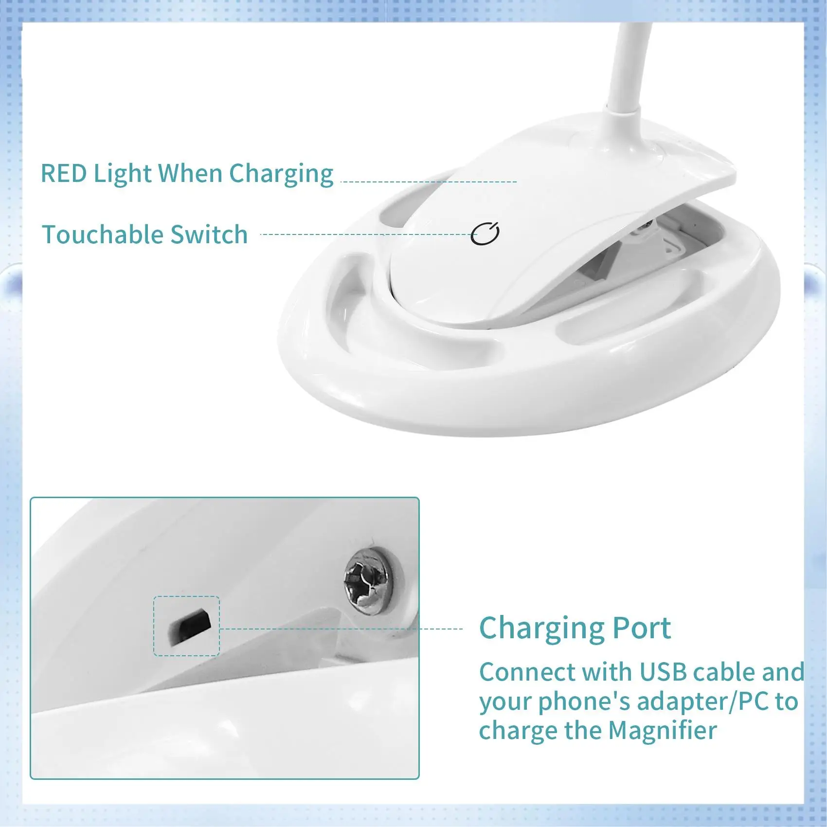 

ABRJ-Handheld Magnifier 3X 8X Illuminated Desk Table Led Lamp Magnifying Glass Rechargeable Magnifier With Light For Crafts, Hob