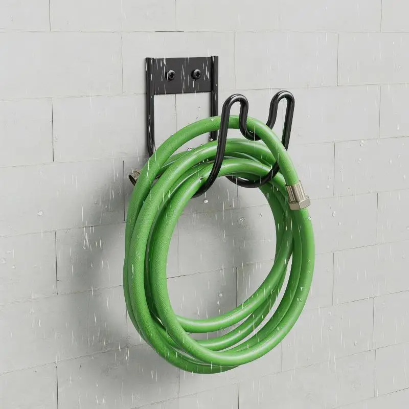 Wall Mounted Garden Hose Holder Sprayed Iron Water Pipe Storage Rack Heavy Duty Rustproof For Backyard Lawn Irrigation Organizer