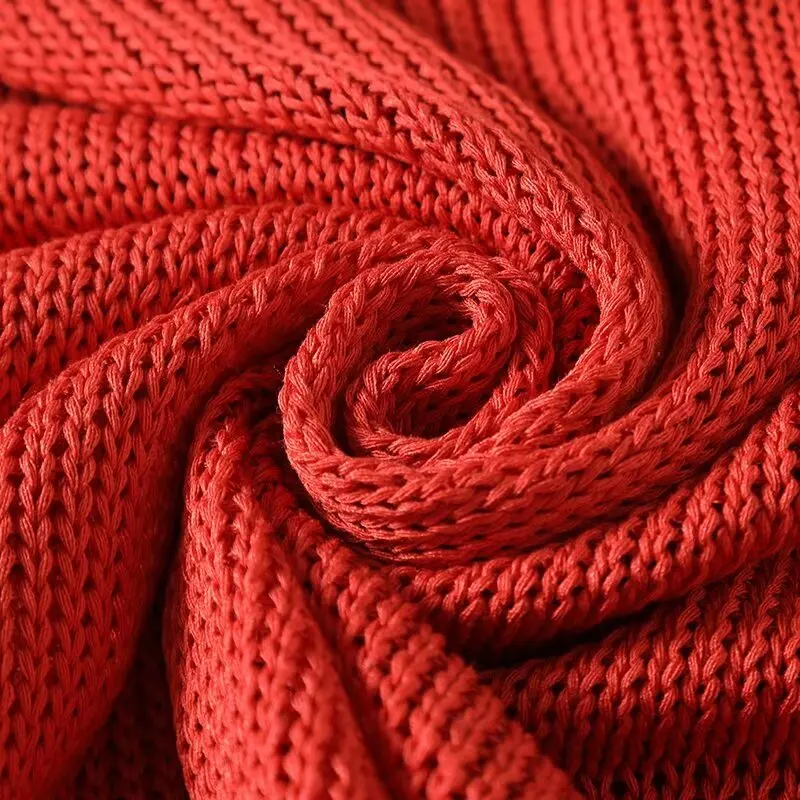 Maxdutti New Arrivals Red Color Autumn Knitwear Minimalist Sweater Women French Lazy Style Loose Tops
