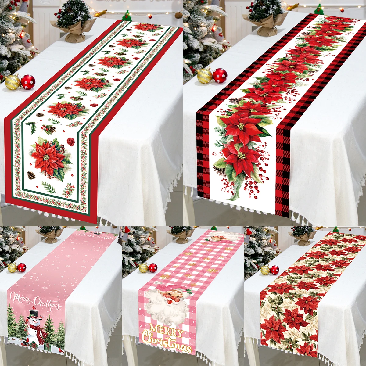 

Red Christmas Table Runner Merry Christmas Decoration for Home 2024 Table Runner Xmas Ornament Navidad Natal New Year Gift 2025