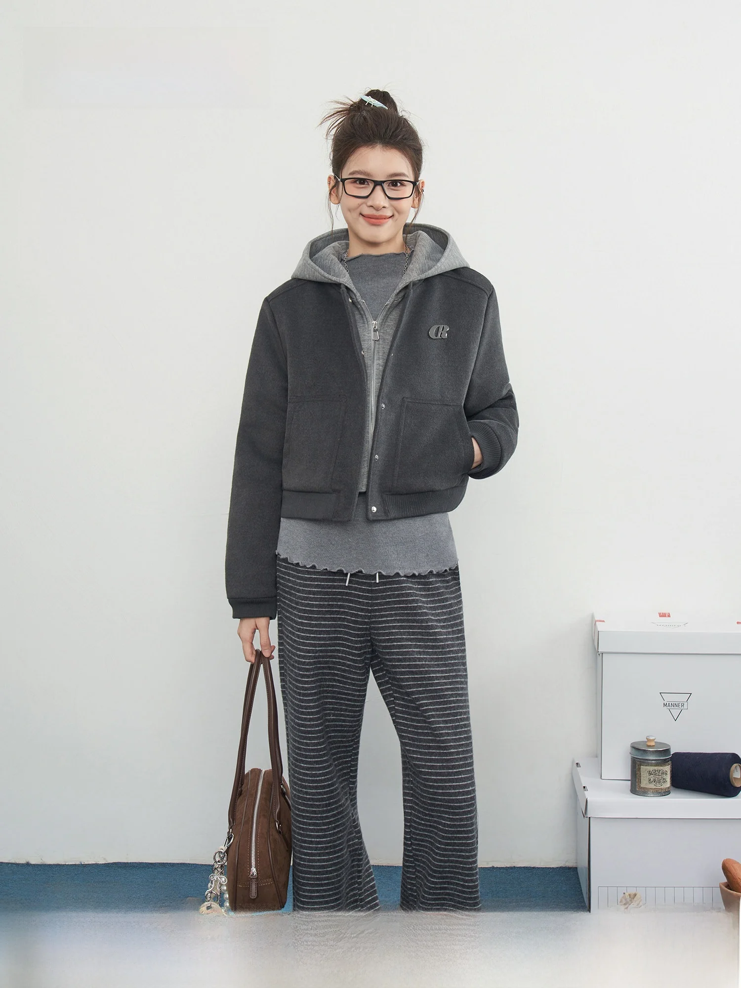 

ay Hooded Splice Fake Two-Piece Cotton Jaet Women's Winter Slim ort Coat Field Space ASSSPACE Polyester Long Sve Zipper