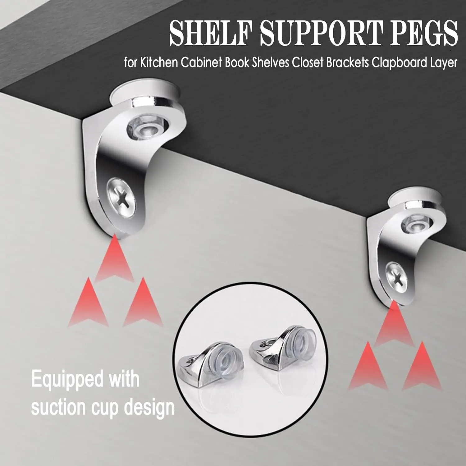 Cabinet Wardrobe Glass Shelf Support Pegs Stainless Steel Anti-slip Silicone Suction Layer Bracket with Screw Furniture Hardware