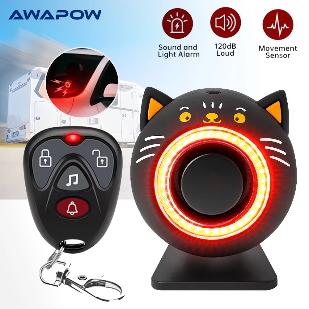 Awapow RV 車用センターコンソールアラームキット 自動車保護システム 大音量振動センサー 車盗難防止アラーム 女性用