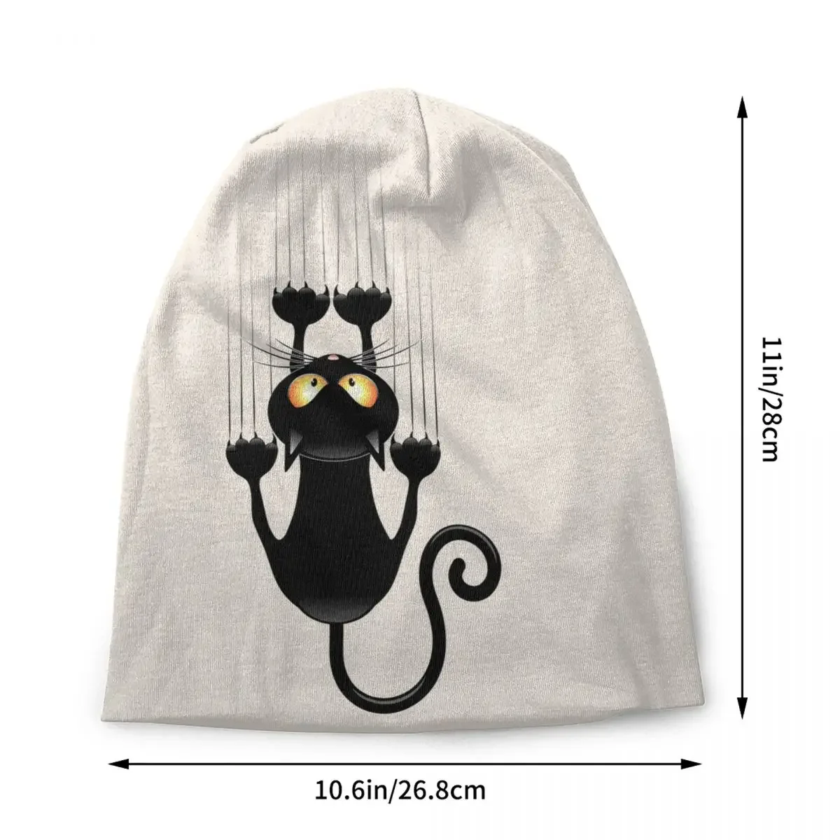 Engraçado dos desenhos animados gato preto crânios gorros bonés moda inverno quente mulheres homens tricô chapéu adulto unisex bonnet chapéus