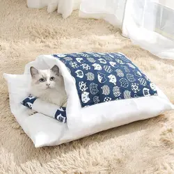 Cat Nest Winter Warm Cat Sleeping Bag Fully Enclosed Kitten House Deep Sleep Cat Quilt Japanese Style Quilt Dog House