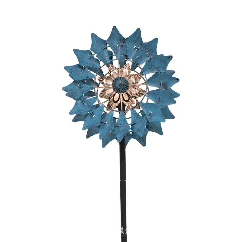 

Outdoor solar luminous windmill garden lawn ornament courtyard metal handicraft wrought iron windmill decoration