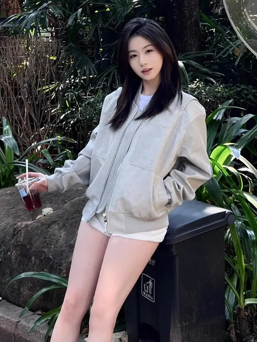 ボンバージャケット レディース ジャケット テックウェア 秋 スエード プリーツ ウエストバンド レースアップ スチームパンク レトロ 襟付き OL ニットウェア プレッピー アーティスティック