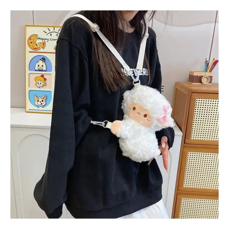 Women Plush penguin backpack cute casual small bag Cartoon mini doll backpack Student girl mobile phone bag