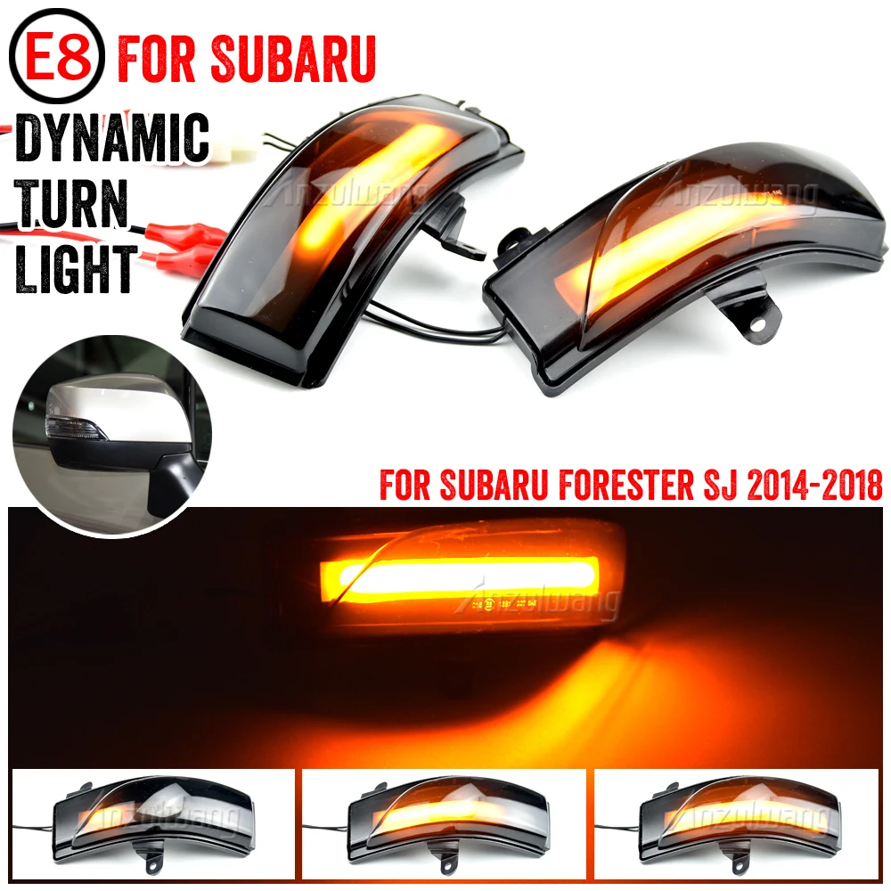 2x LED Dynamic Turn Signal Lights For Subaru Forester SJ 2014 2015 2016 2017 2018 Rearview Mirror Indicator Sequential Blinker