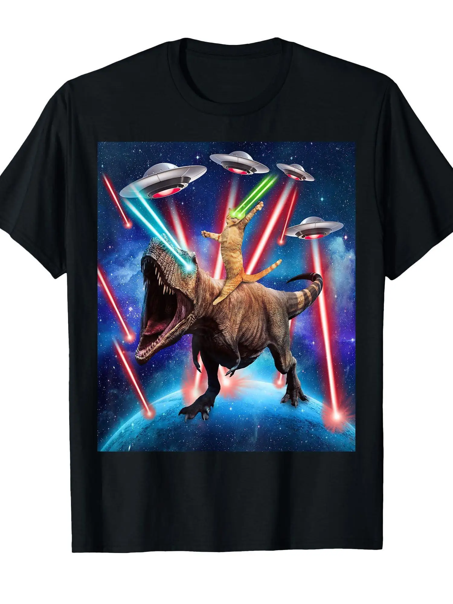 Space Cat Riding T-… - image