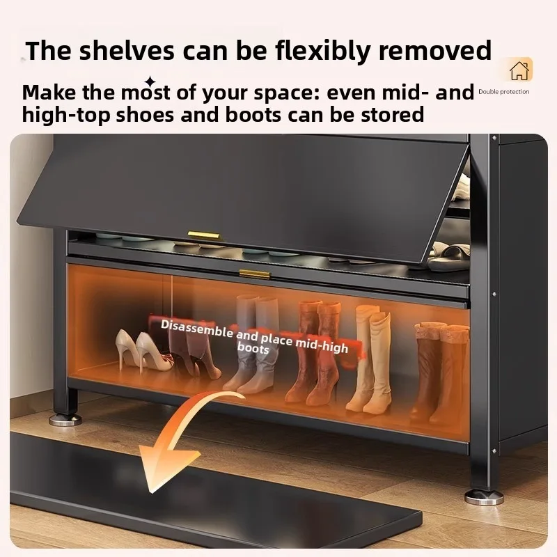 Steel Shoe Cabinet Entryway Floor Standing Large Capacity Multi Layer Storage Modern Design Storage Cabinet Shoe Cabinets