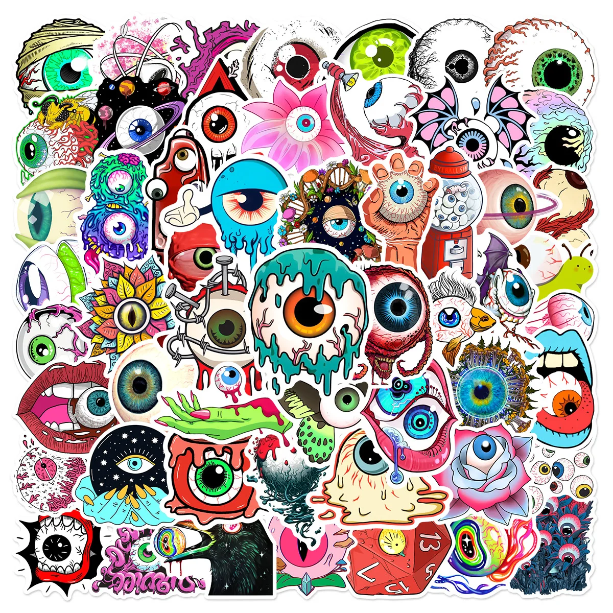 50 Stück Horror-Augen-Serie Cartoon Niedliche Graffiti-Aufkleber Koffer Laptop Gitarre Skateboard Personalisierte Dekorations-Sticker
