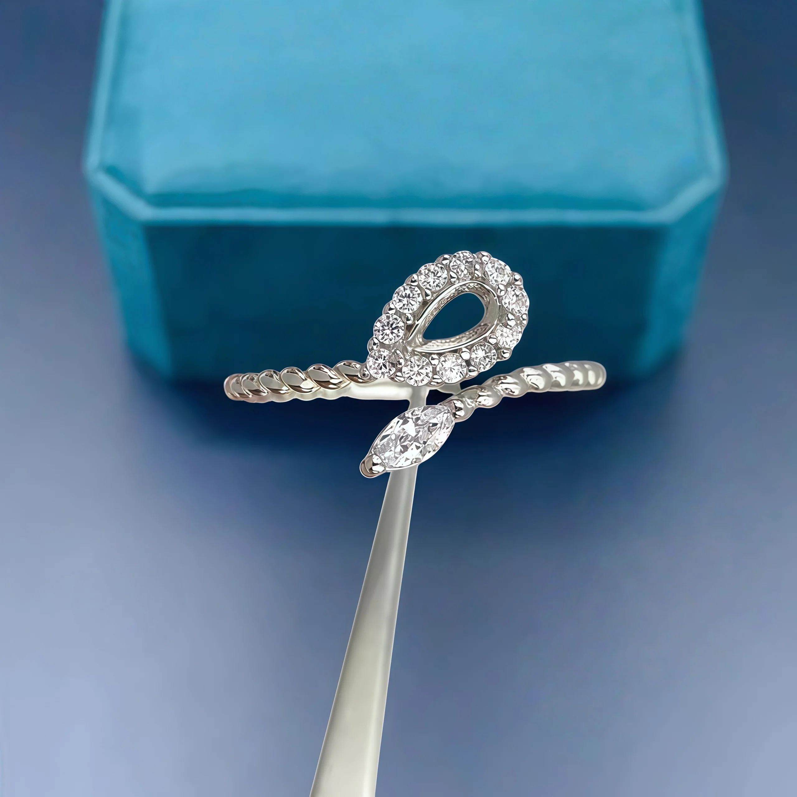 

Fashion DIY Ring Empty Holder S925 Sterling Silver Setting 3*5/5*7mm Water Drop Stone Fine Charm Weddings Jewelry for Woman