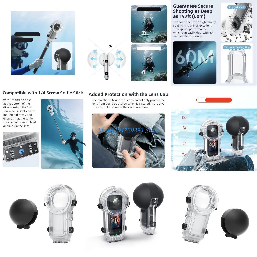 

Гладкий подводный чехол для камеры Y2GD, конструкция быстрой установки для спортивных аксессуаров для волнения