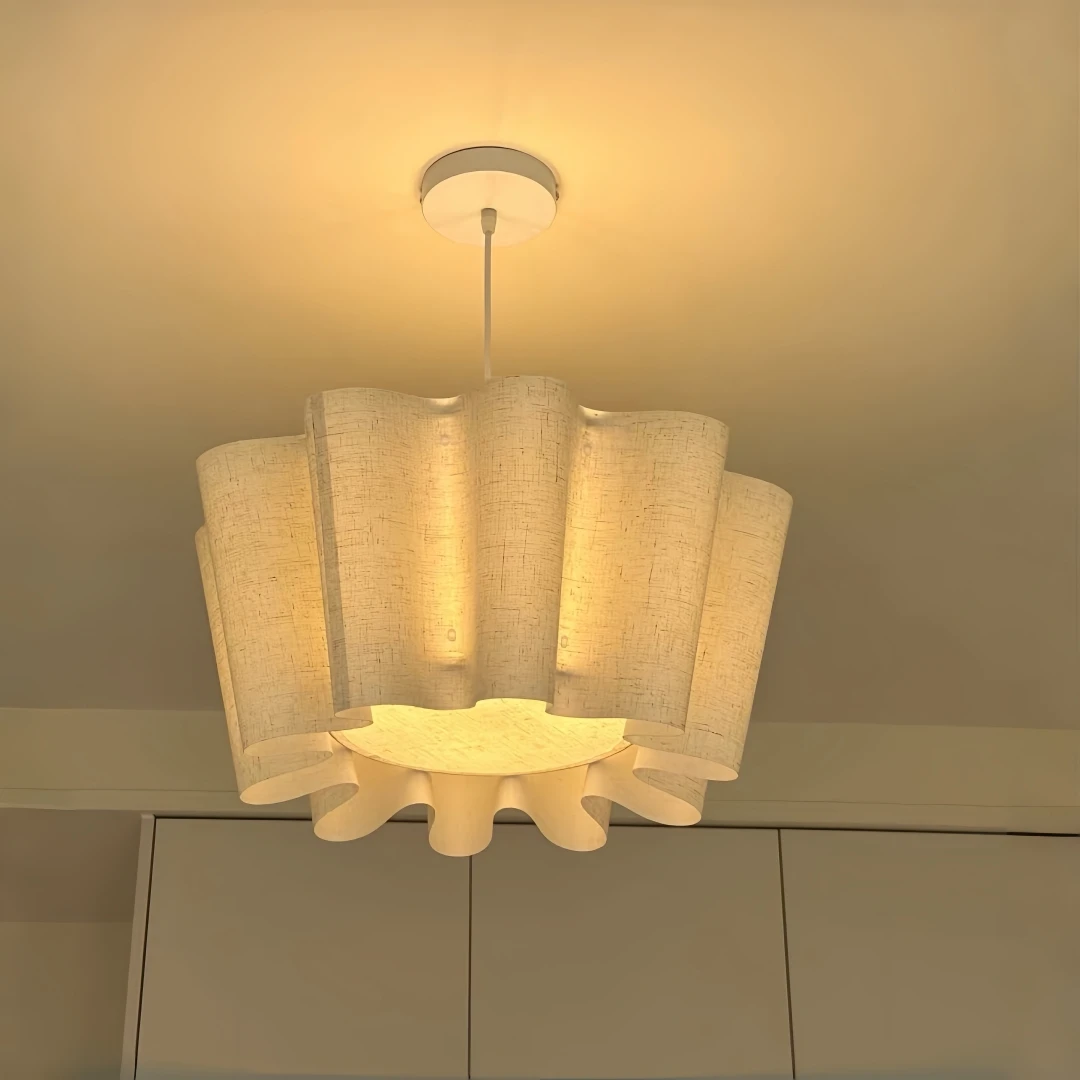 Elegant Wabi Sabi Organic Fluted Pendant Light for Living Room Dining Room Bedroom Warm Zen Contemporary Home Interior Decor