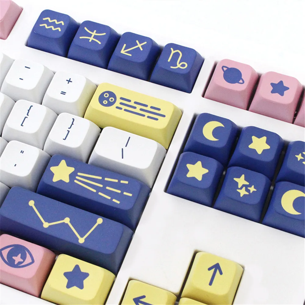 134 Keys Purple Constellation XDA Profile Keycaps Sublimation Cute PBT Keycaps for Mechanical Keyboard Custom Key caps MX Switch